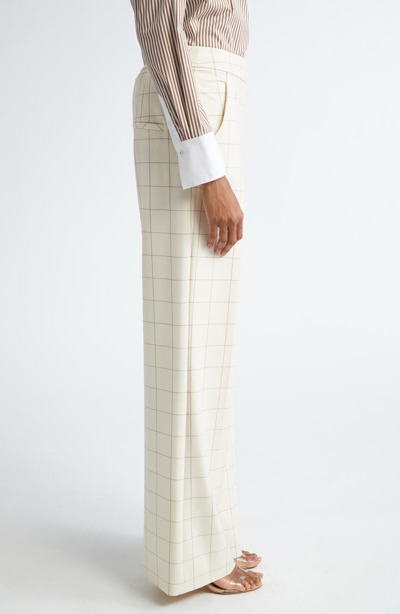 Veronica Beard Tonelli Windowpane Plaid Linen & Cotton Pants, Alternate, color, 