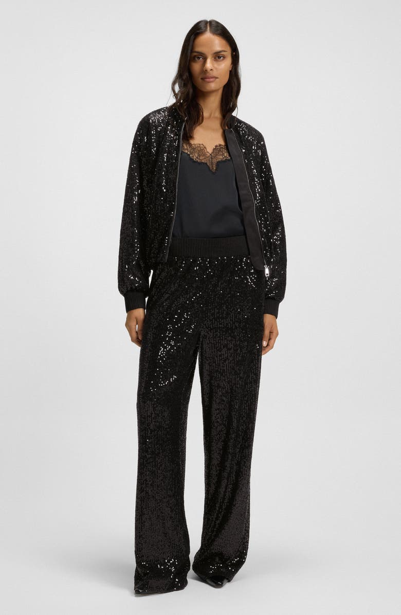 BOSS Orange Jilloi Sequin Bomber Jacket, Alternate, color, Black