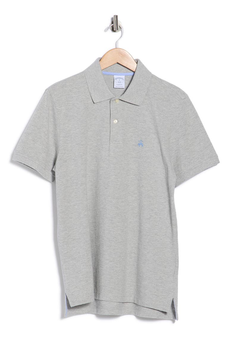 Slim Fit Heathered Cotton Piqué Polo, Alternate, color, GREY