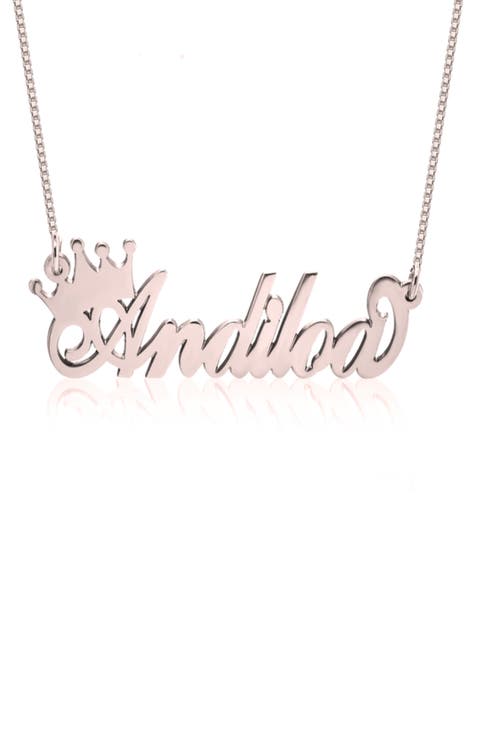 Crown Me Personalized Nameplate Pendant Necklace