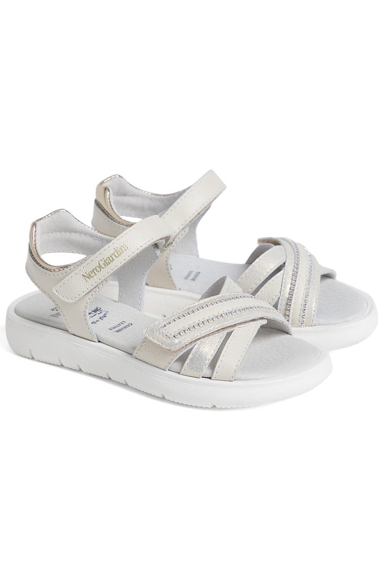 NeroGiardini Sporty Sandal, Main, color, White/ Silver