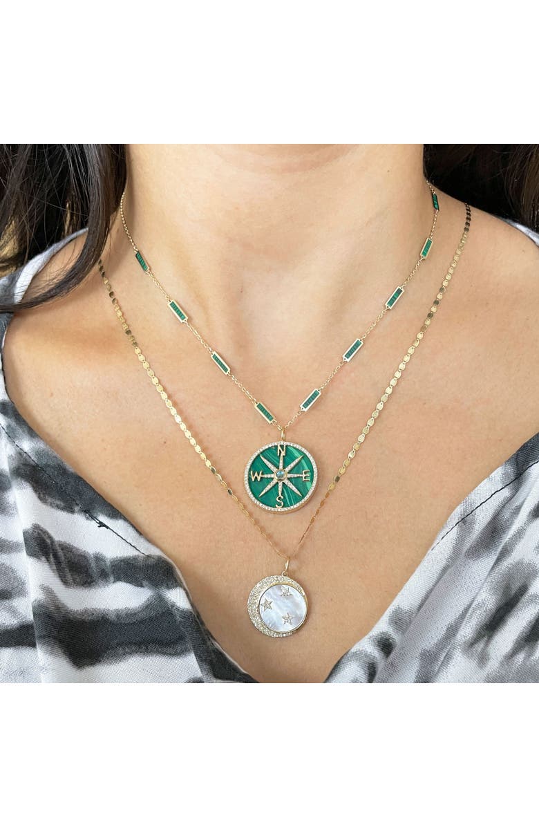 The Lovery Fine Jewelry Malachite Bar Chain Necklace, Alternate, color, Green