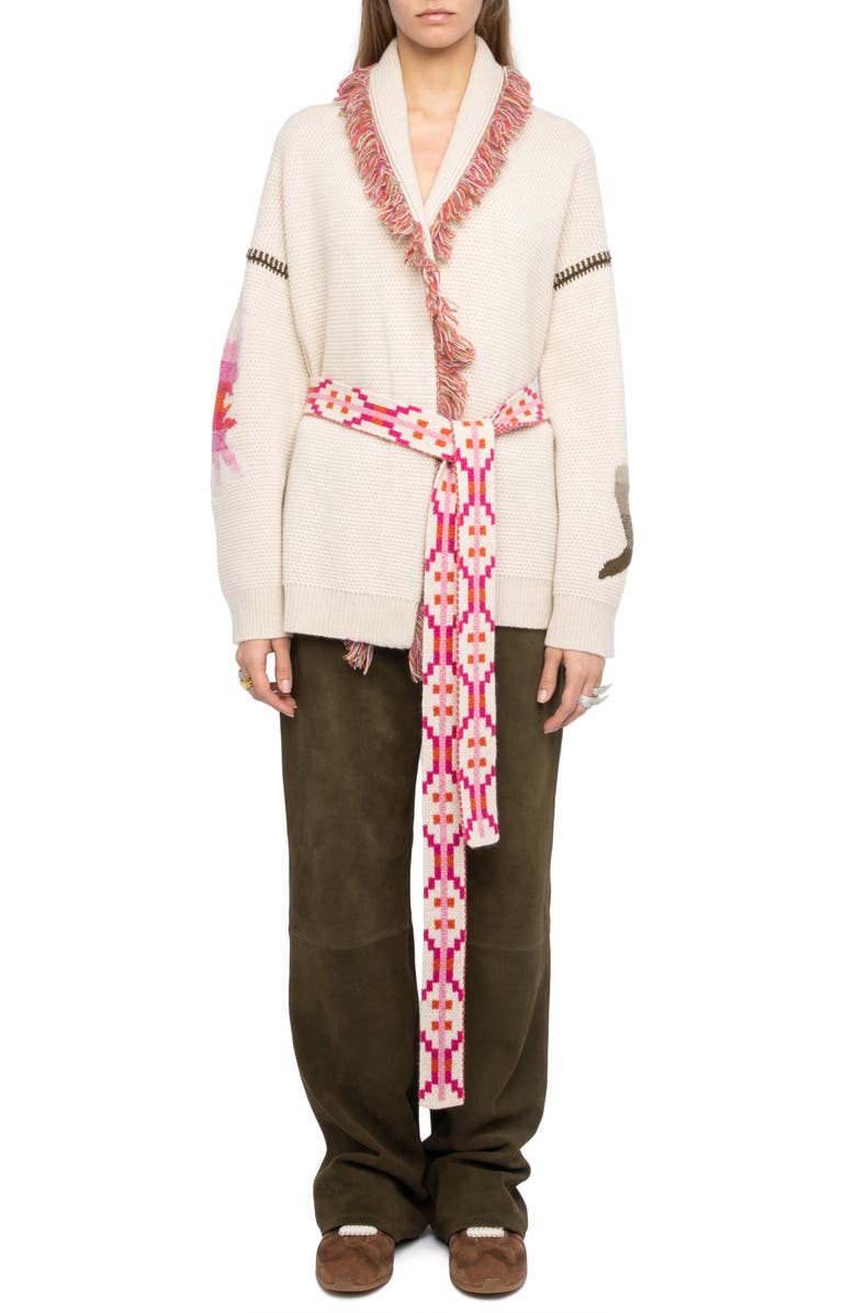 Zadig & Voltaire Alpa Wool Blend Sunset Cardigan, Alternate, color, Cream