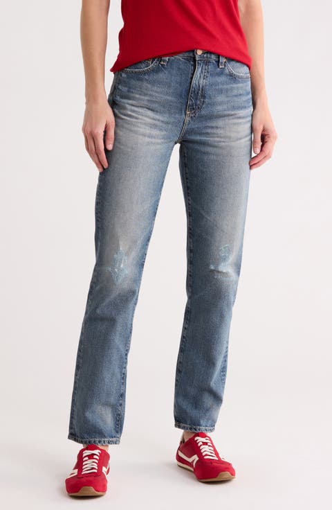 Saige High Waist Straight Leg Jeans (16 Years Immersed)