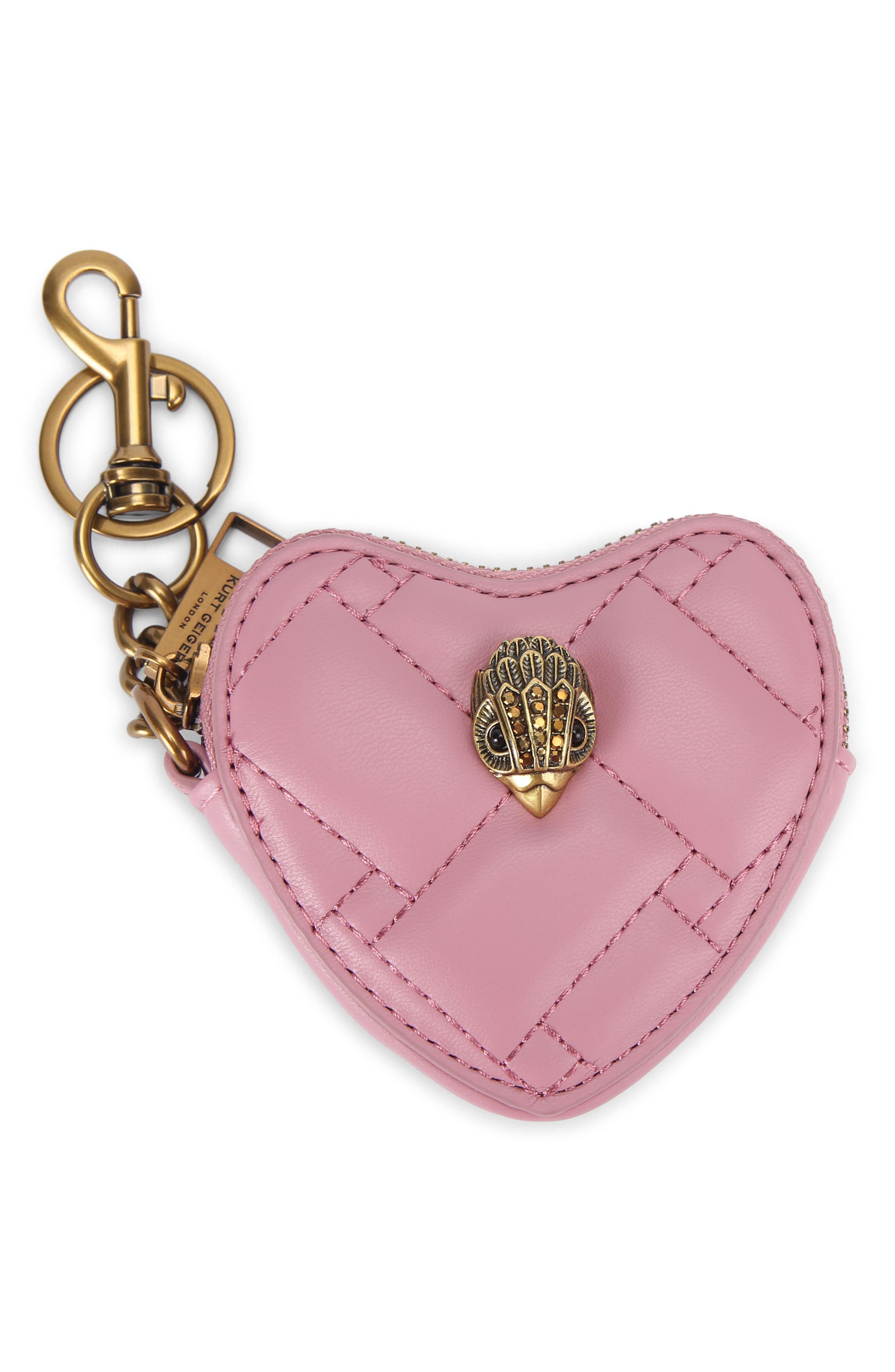 Kurt Geiger London Kensington Heart Bag Charm, Main, color, Pink
