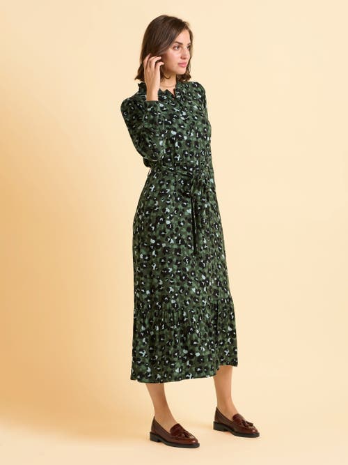 Brakeburn Luna Long Sleeve Button Midi Dress In Green