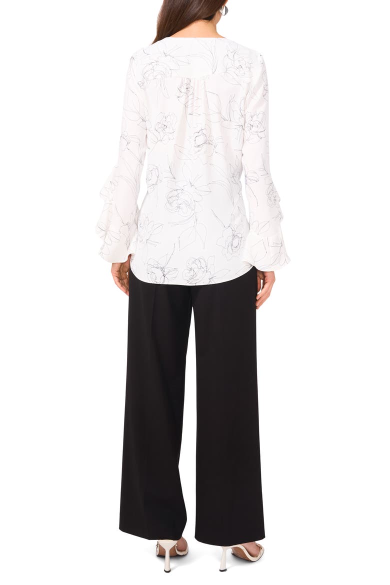 Ruffle Sleeve Print High-Low Top, Alternate, color, NEW IVORY