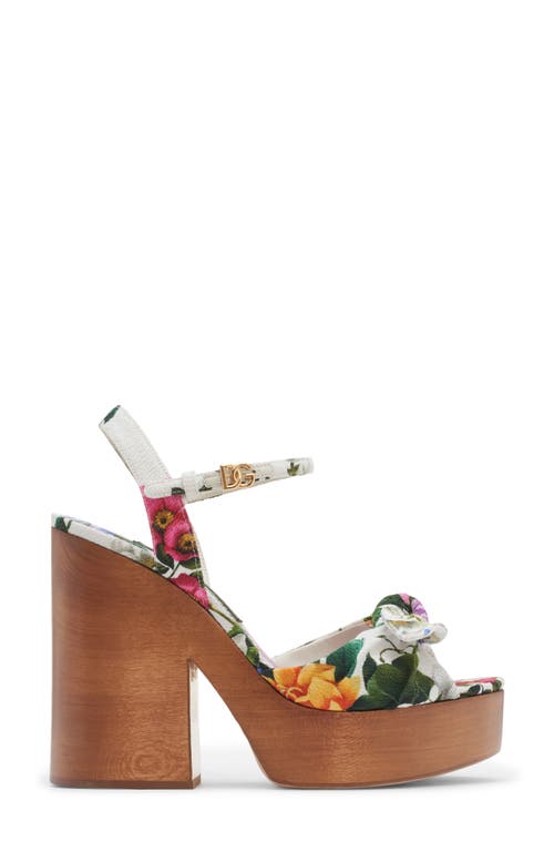 Dolce & Gabbana Dolce&gabbana Gardenia Print Platform Sandal In Mix Fiori Cretonne