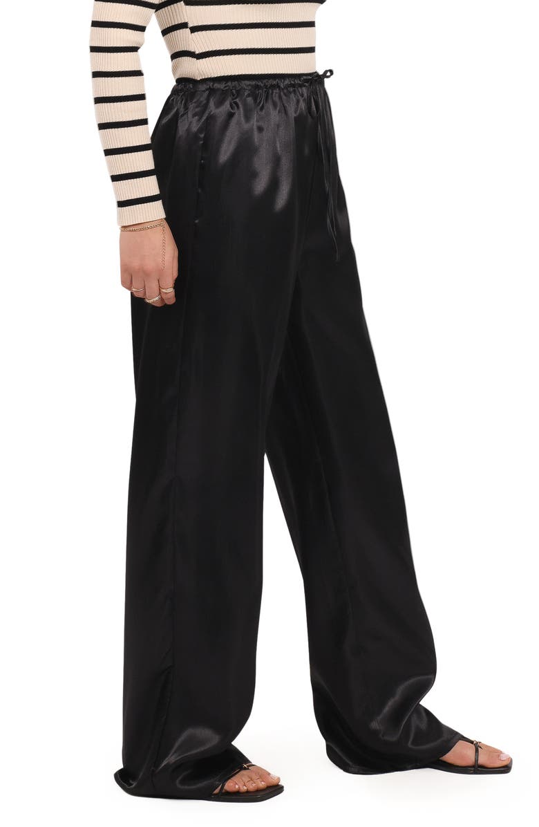 Petal & Pup Danae Wide Leg Satin Pants, Alternate, color, Black