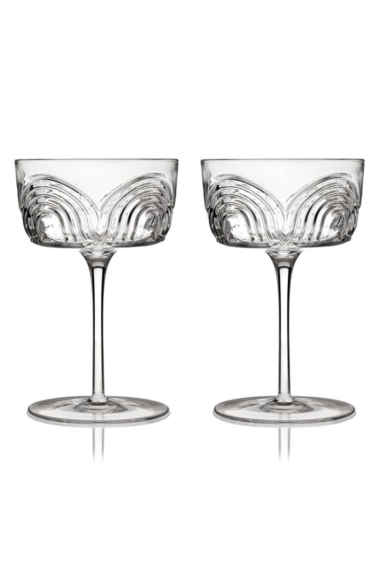 Deco Beau Crystal Coupes Set of 2, Main, color, Clear
