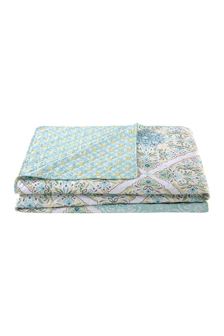 Windsor Reversible Medallion Quilt Set - King, Alternate, color, AQUA