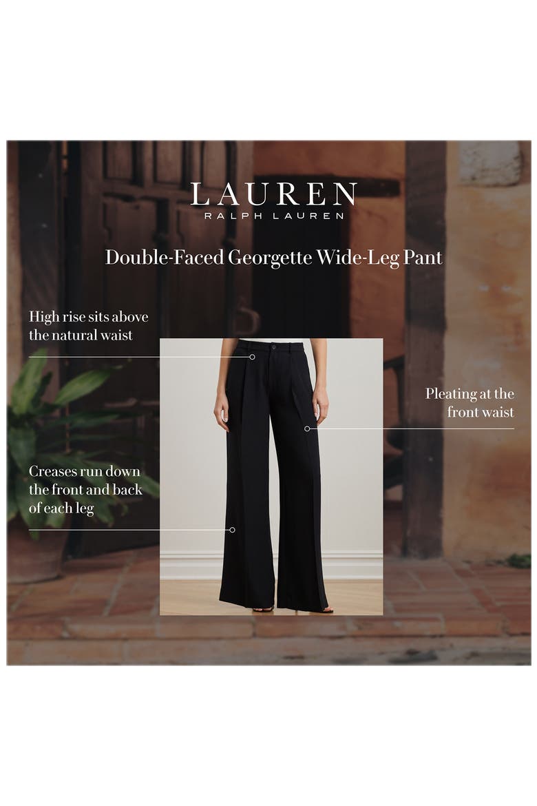 Double Faced Georgette Wide Leg Pants, Alternate, color, BLACK