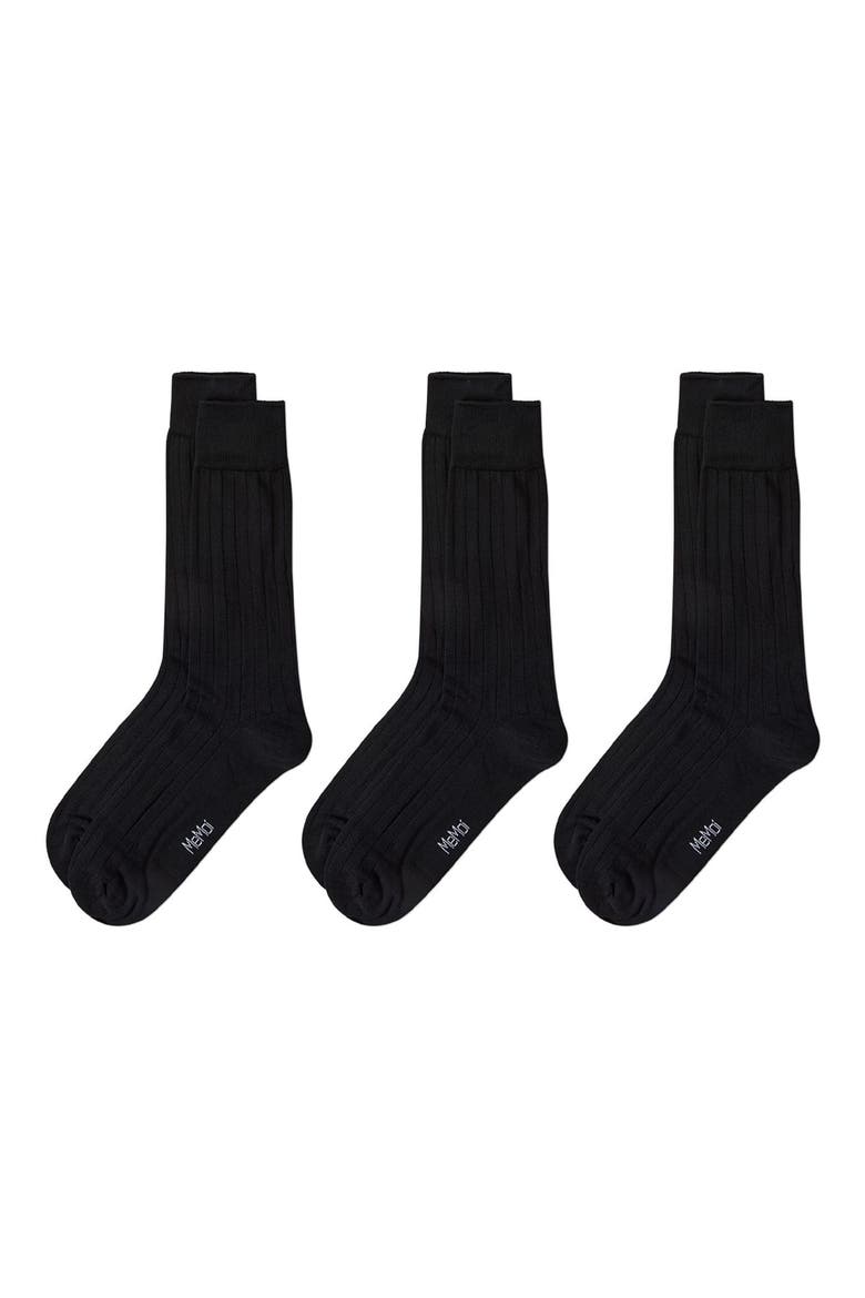 3-Pack Rib Dress Socks, Main, color, BLACK
