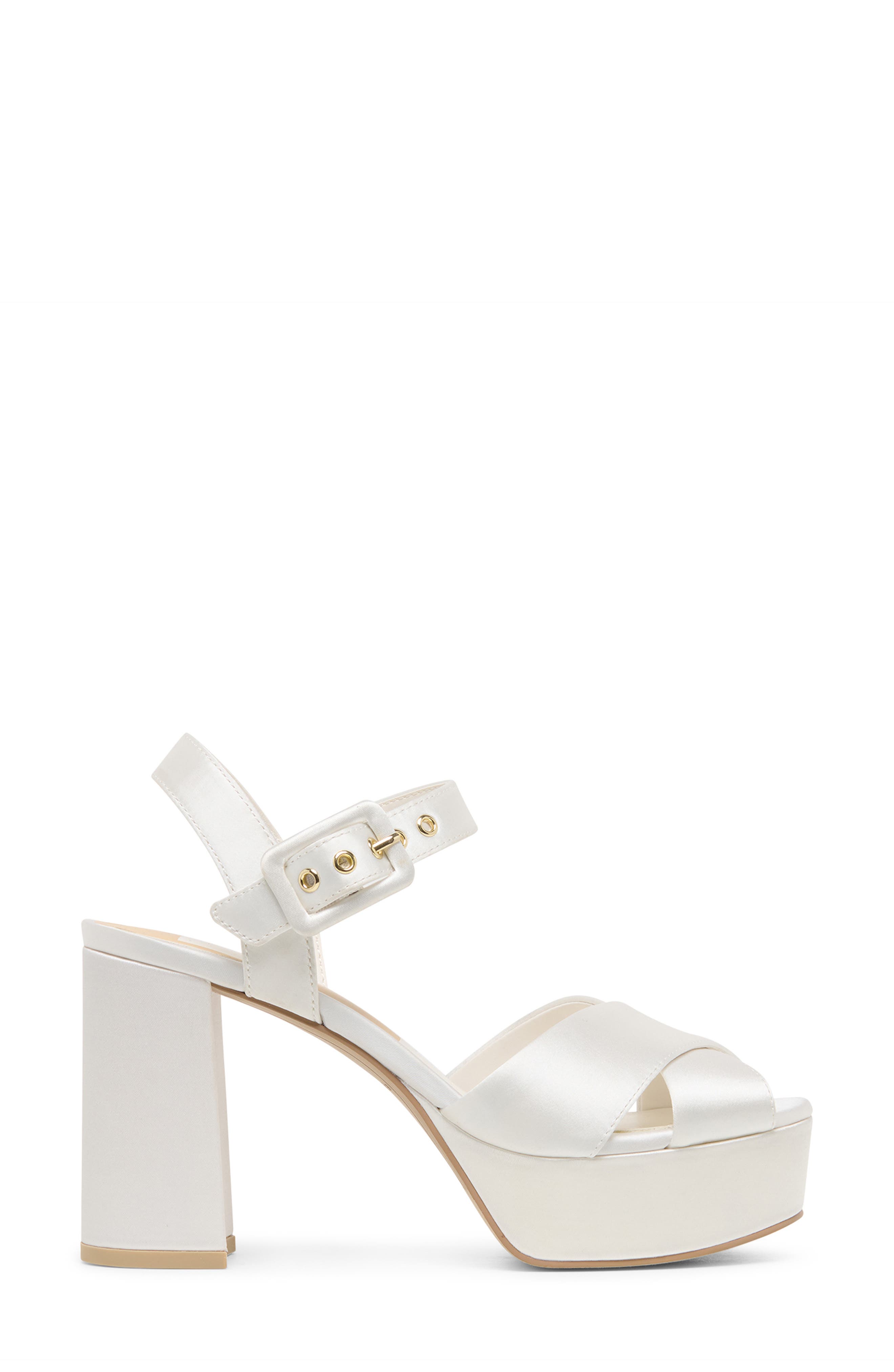 Dolce Vita Ciara Platform Ankle Strap Sandal, Alternate, color, White Satin