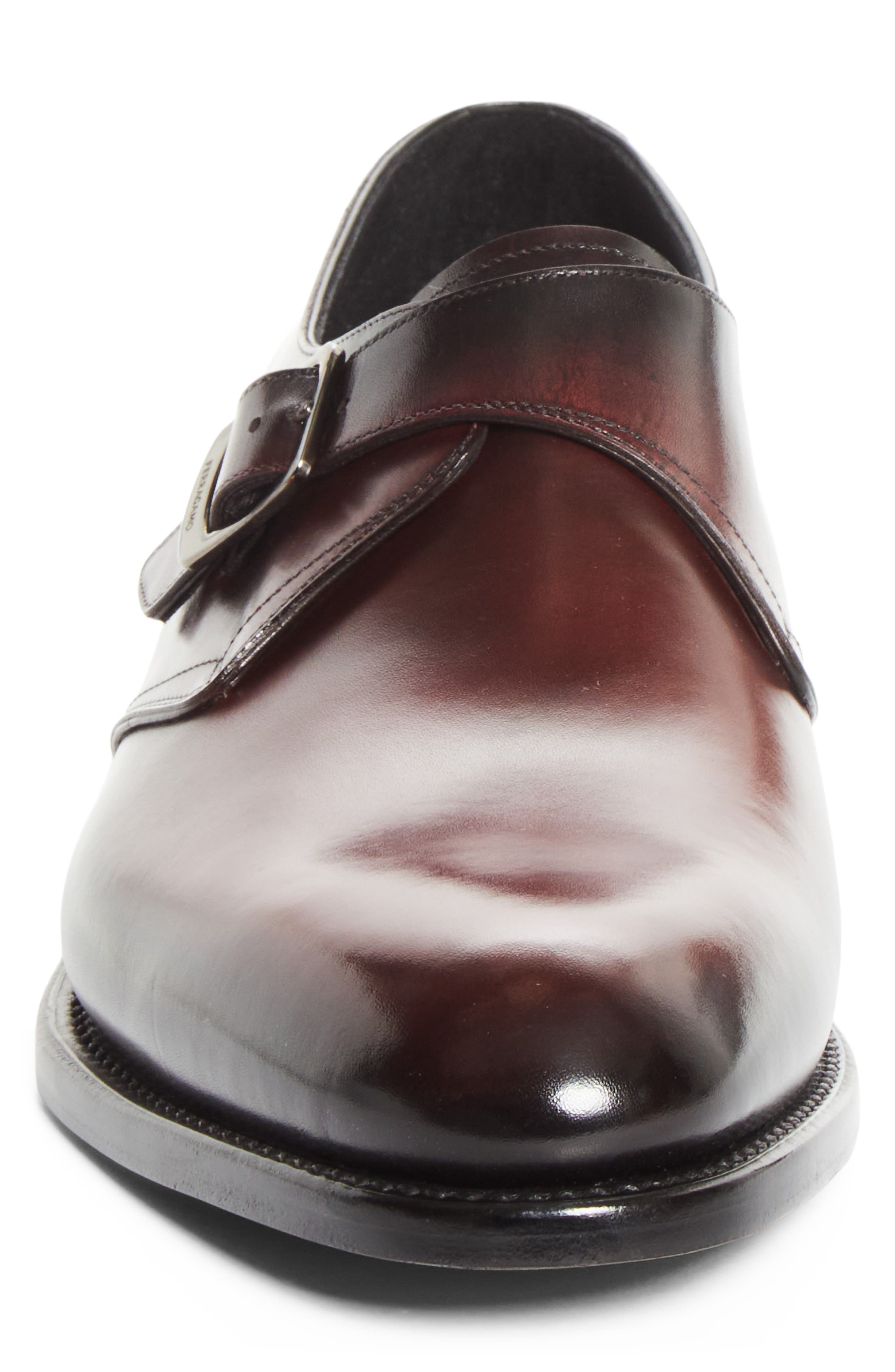 FERRAGAMO Sullivan Single Monk Strap Oxford, Alternate, color, Cordovan/ Nero