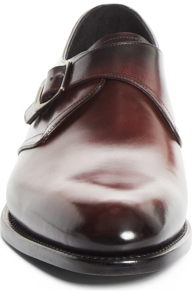 FERRAGAMO Sullivan Single Monk Strap Oxford, Alternate, color, Cordovan/ Nero
