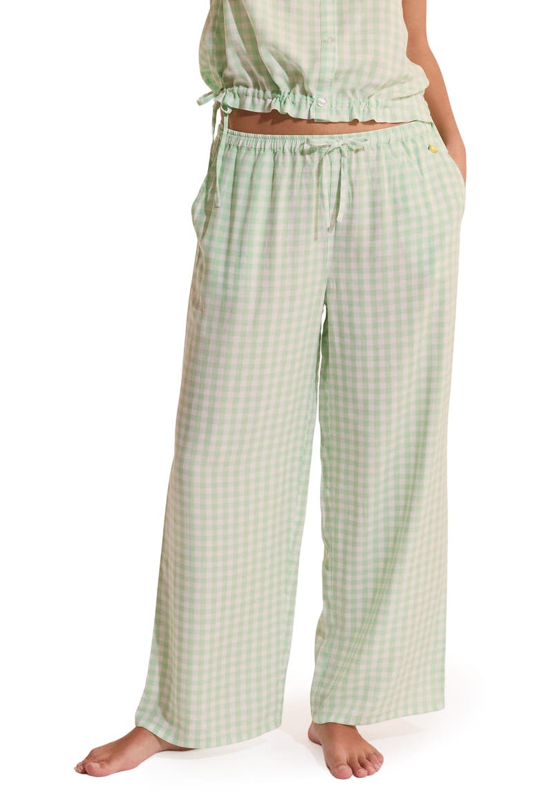 Brise Plaid Wide Leg Pajama Pants, Main, color, NILE GREEN