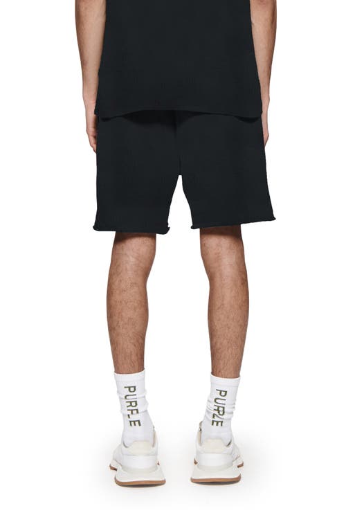 Purple Brand Rhinestone Fleece Sweat Shorts In Black