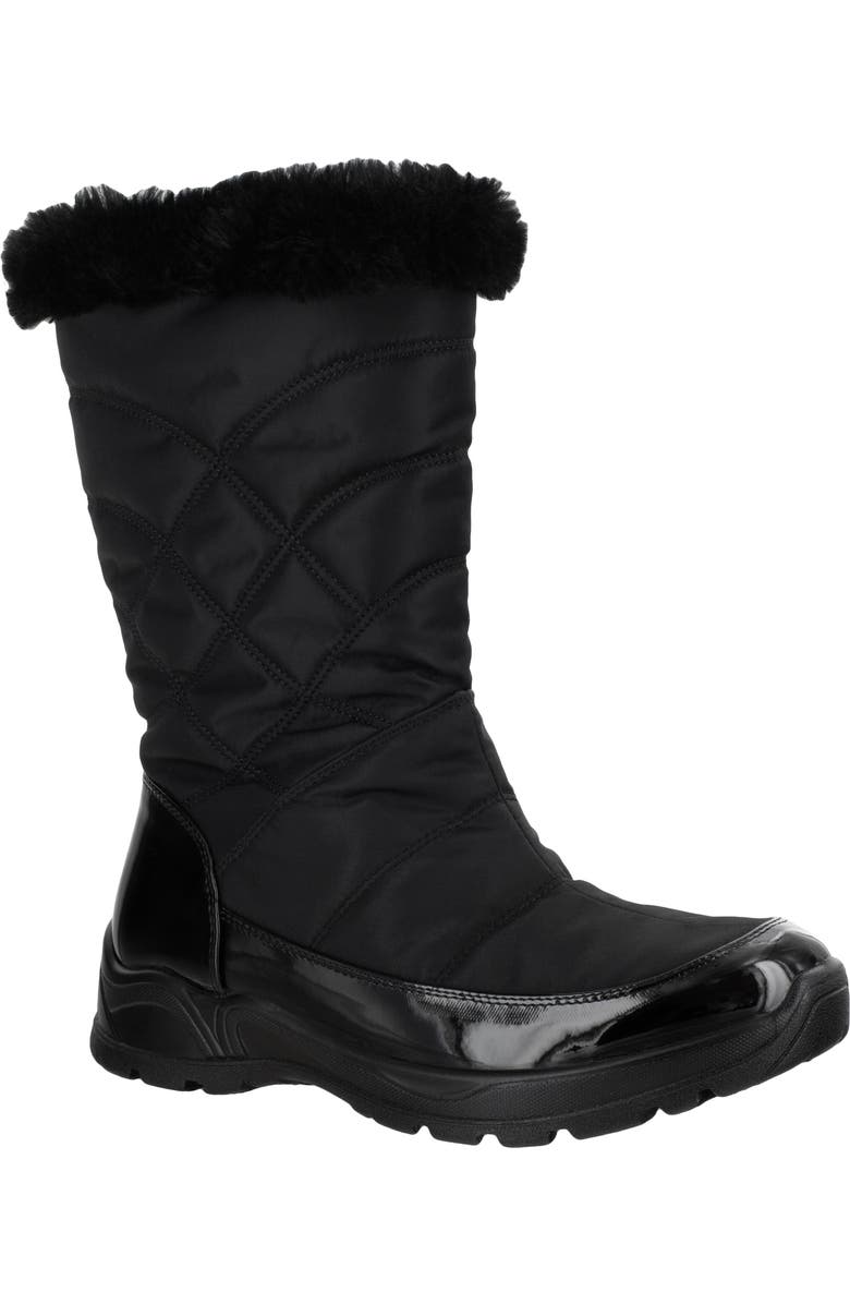 EASY STREET Cuddle Faux Fur Waterproof Boot, Main, color, Black Nylon