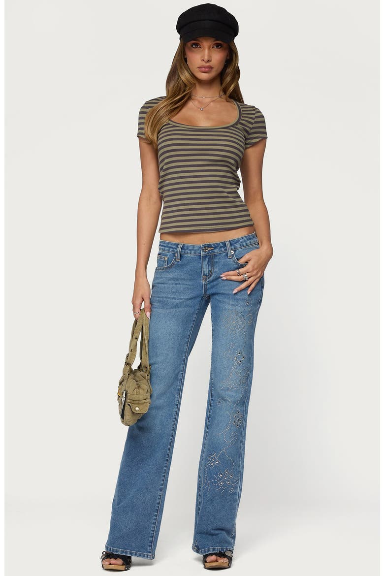 Maddex Striped Ribbed Tee, Alternate, color, OLIVE-AND-GRAY
