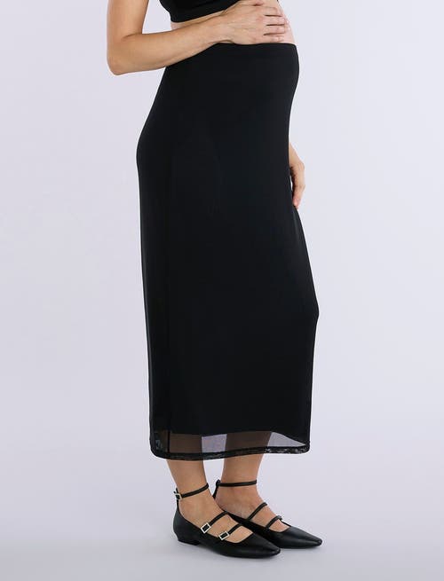 Motherhood Maternity Mesh Bodycon Maxi Maternity Skirt In Black