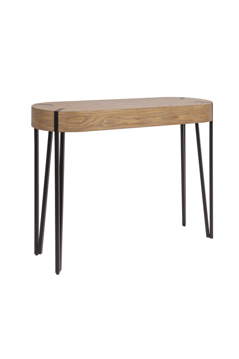 Astoria Wood Console Table with Metal Hairpin Legs, Natural and Black, Main, color, Natural