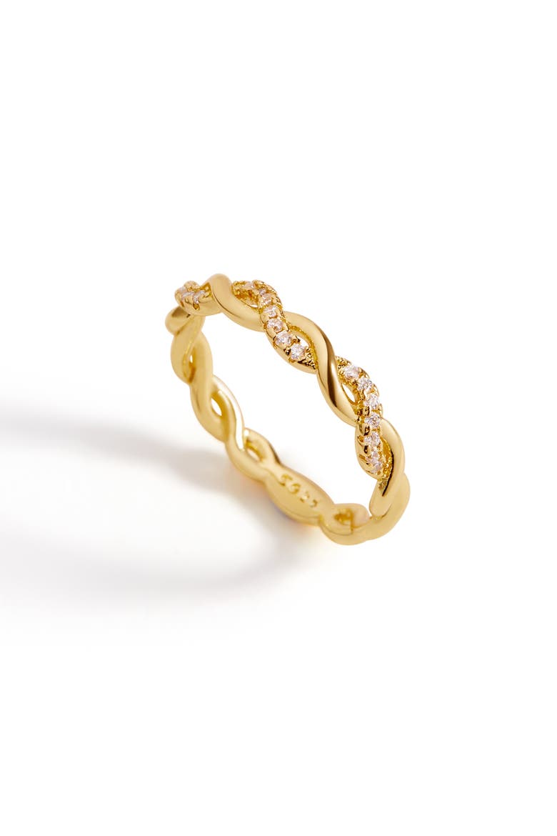 Dainty Pave Twist Stacking Ring, Main, color, 18k Gold Over Sterling Silver