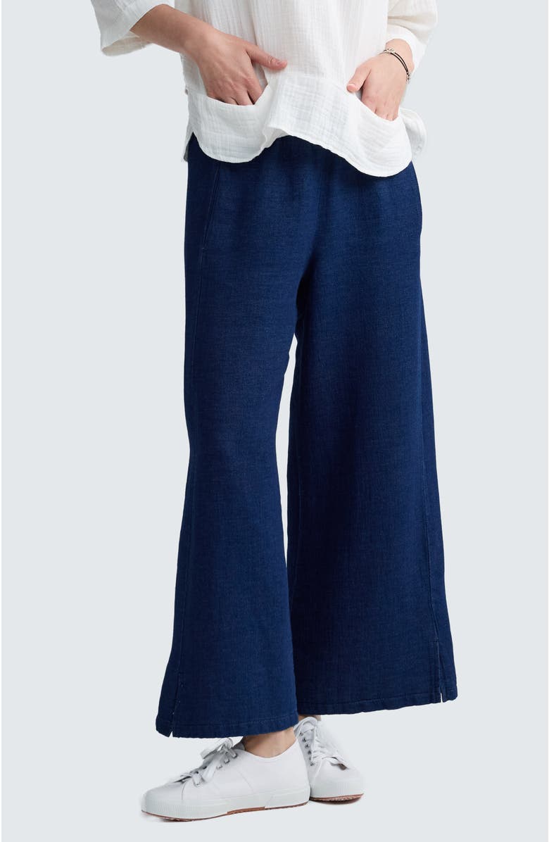 LUUKAA Azalea Denim Muslin Pants, Main, color, Navy Denim
