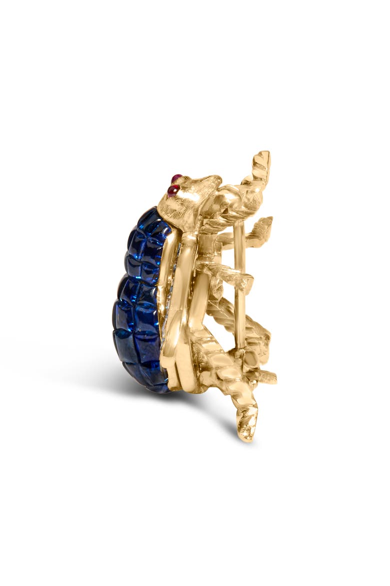 18K Yellow Gold 3/8 Cttw Diamond and Blue Sapphire Bumblebee Brooch Pin, Alternate, color, Yellow