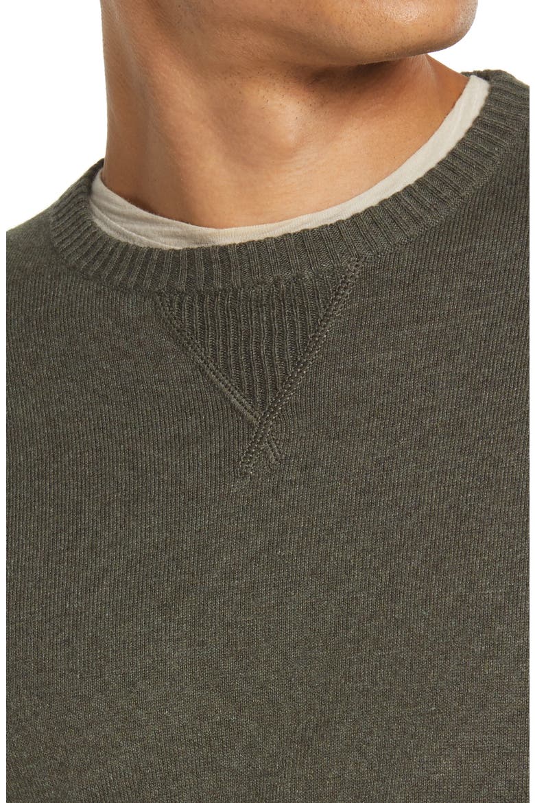Cotton & Cashmere Crew Sweater, Alternate, color, OLIVE NIGHT