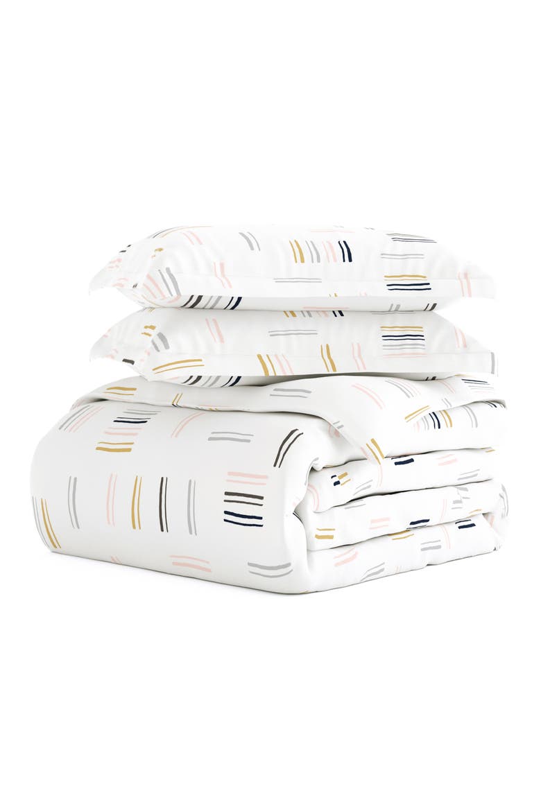 Premium Ultra Soft Geo Dash 3-Piece Duvet Cover Set, Main, color, CLAY