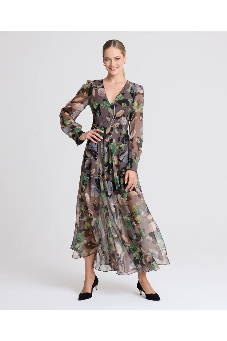 Nina V-Neck Maxi Dress, Main, color, Green Leaves