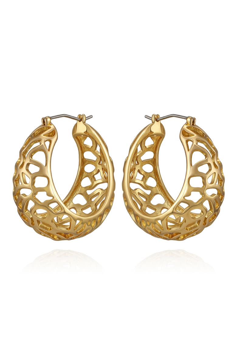 30mm Openwork Hoop Earrings, Main, color, GOLD TONE