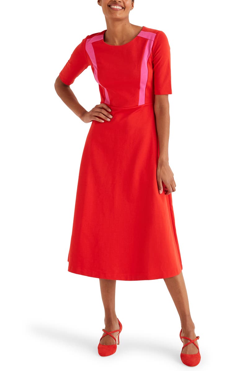 ponte fit flare dress Fit and Flare Ponte Dress with Faux Fur main image 0