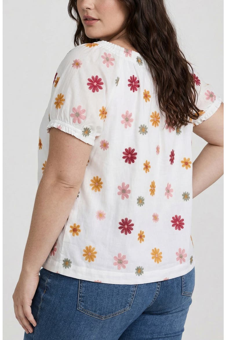 Embroidered Tie Neck Top, Alternate, color, WHITE MLT FLWR