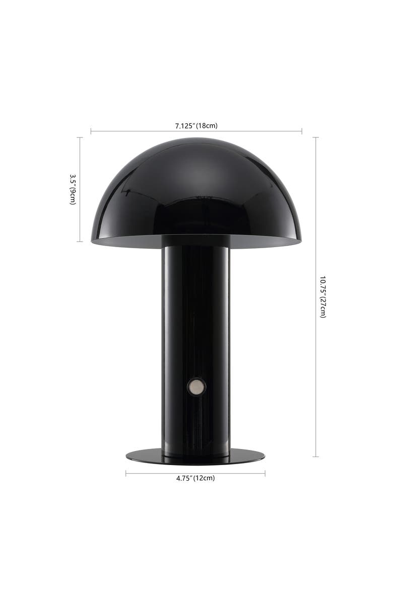 JONATHAN Y Boletus Contemporary Bohemian Rechargeable/Cordless Iron Integrated Portable LED Mushroom Table Lamp, Alternate, color, Black