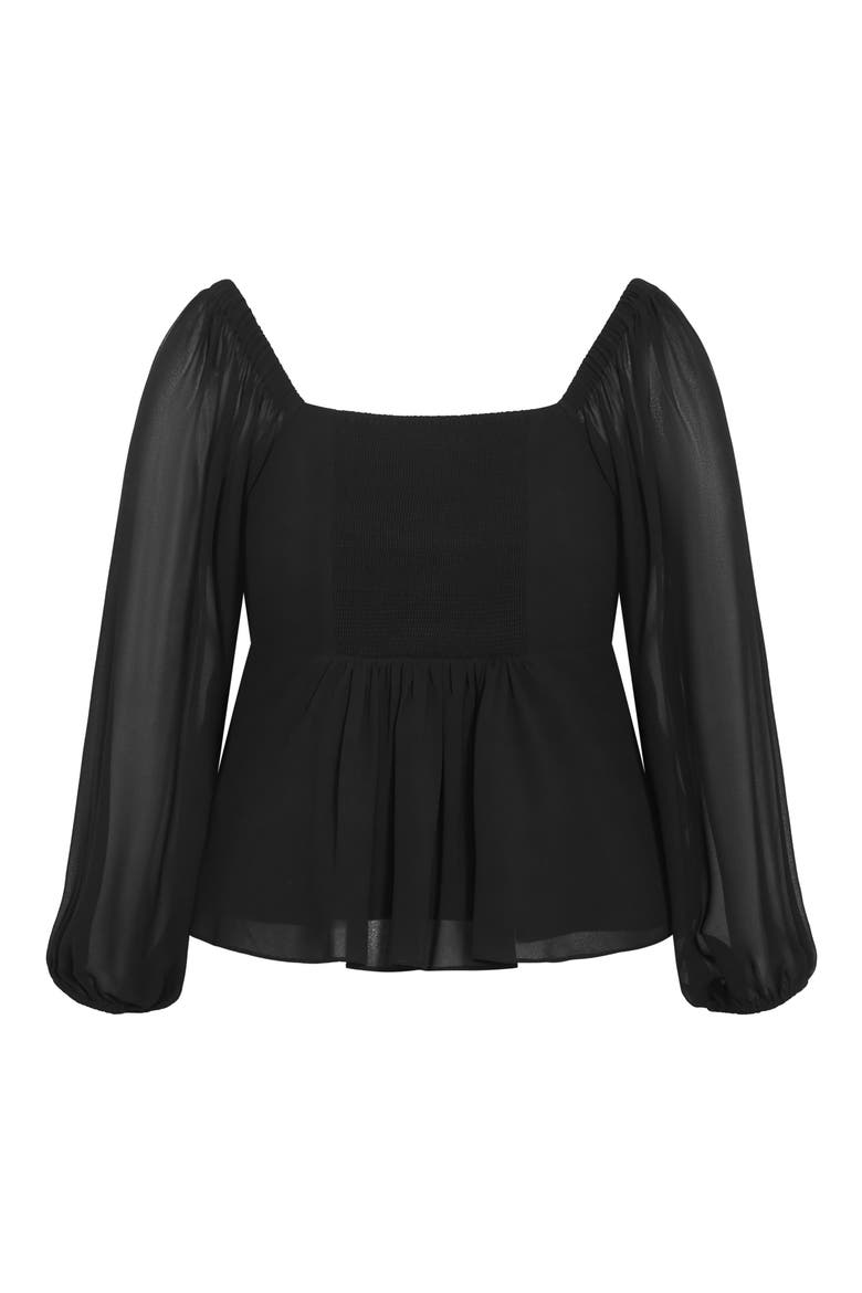 Shayla Ruffle Long Sleeve Top, Alternate, color, BLACK