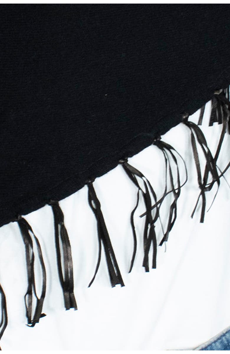 Portolano CASHMERE SHAWL WITH LEATHER FRINGES, Alternate, color,