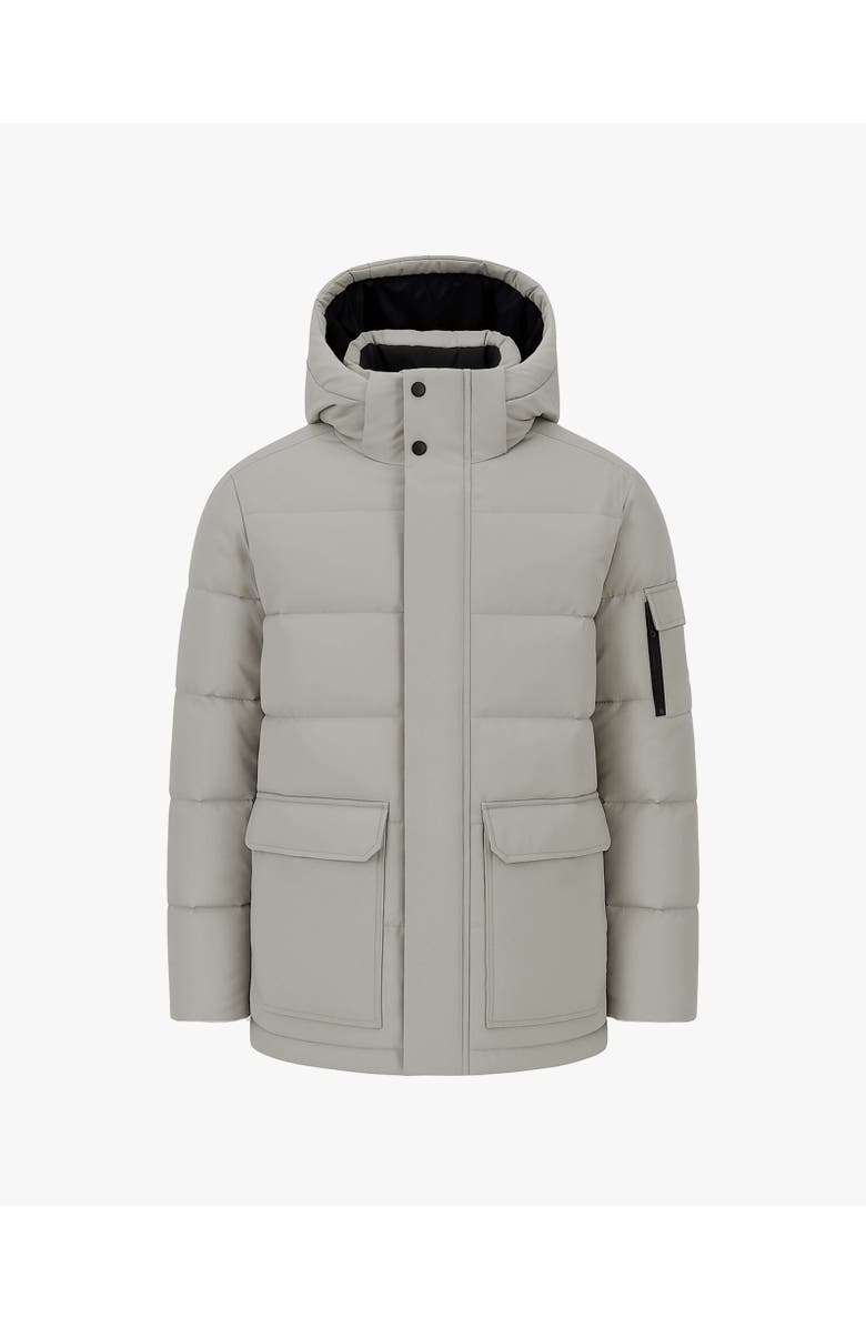 Quartz Co. ALEXANDER | Hooded Recycled Down Winter Jacket, Main, color, Ice