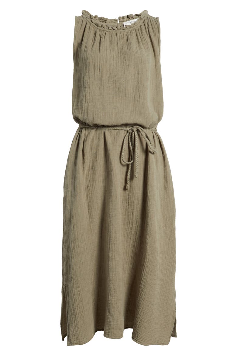 Maddison Ruffle Tie Belt Cotton Midi Dress, Alternate, color, TREE SHADE