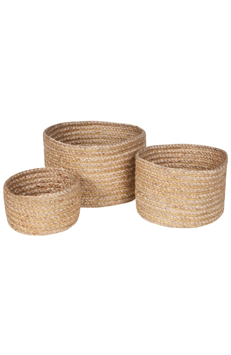 Nattiot Set of 3 Baskets Abha, Main, color, Natural/Gold