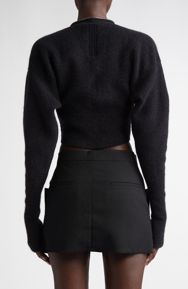 Rick Owens Zip Detail Crop Alpaca Blend Cardigan, Alternate, color,
