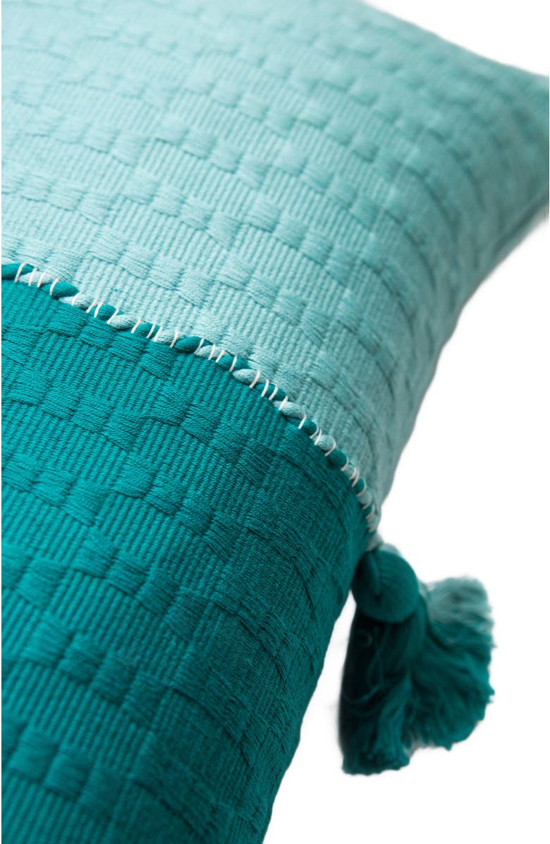 Archive New York Antigua Colorblocked Handwoven Cotton Throw Pillow | 12x20, Alternate, color, Jade And Aqua