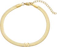 Adornia 18k Gold Plated Initial Herringbone Chain Bracelet