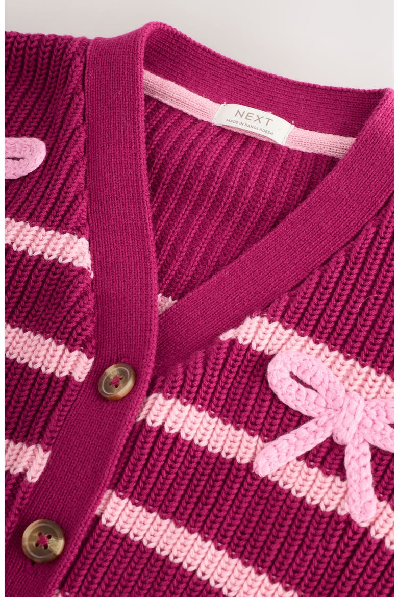 Kids' Bow Detail Stripe Cardigan, Alternate, color, PINK