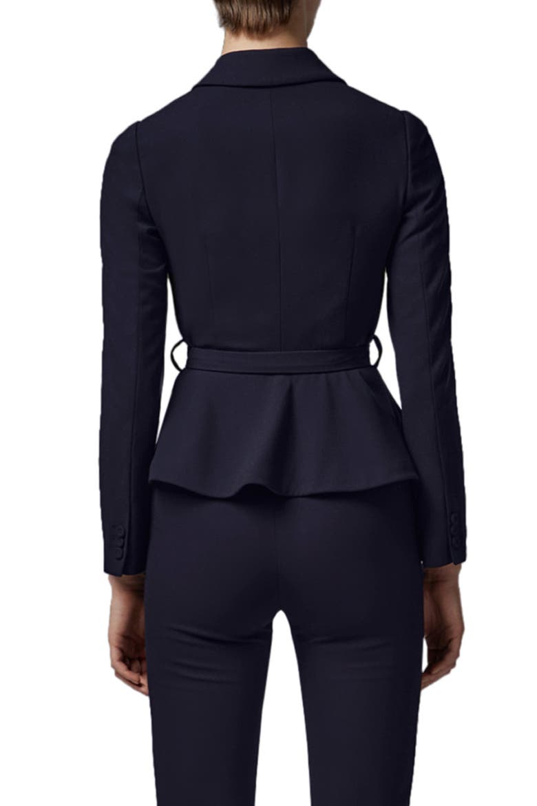 Nina Belted Peplum Blazer, Alternate, color, BLACK