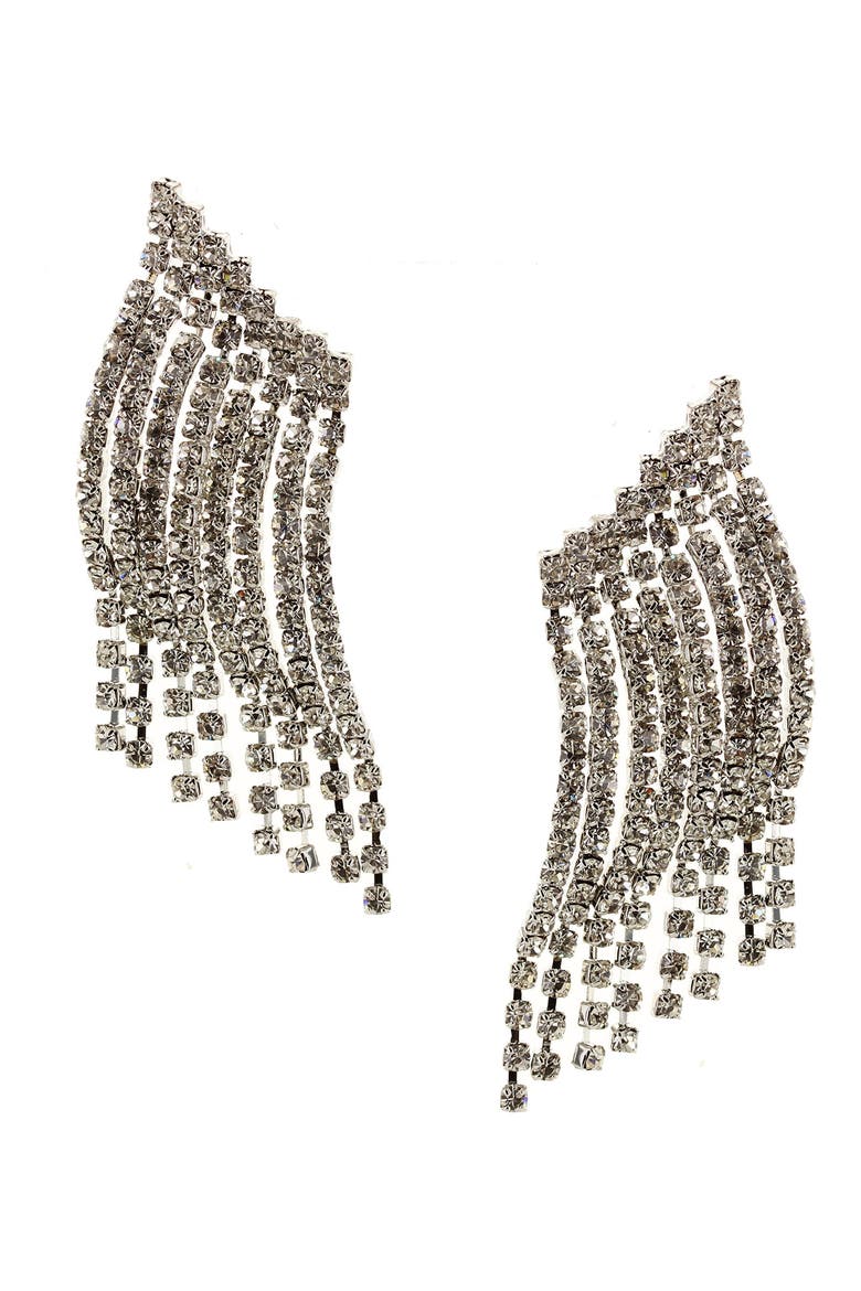 Crystal Drop Earrings, Main, color, SILVER / CLEAR