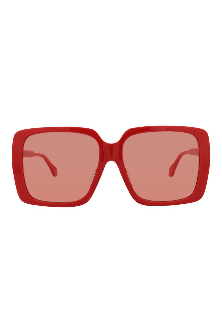 58mm Square Sunglasses, Main, color, RED RED RED