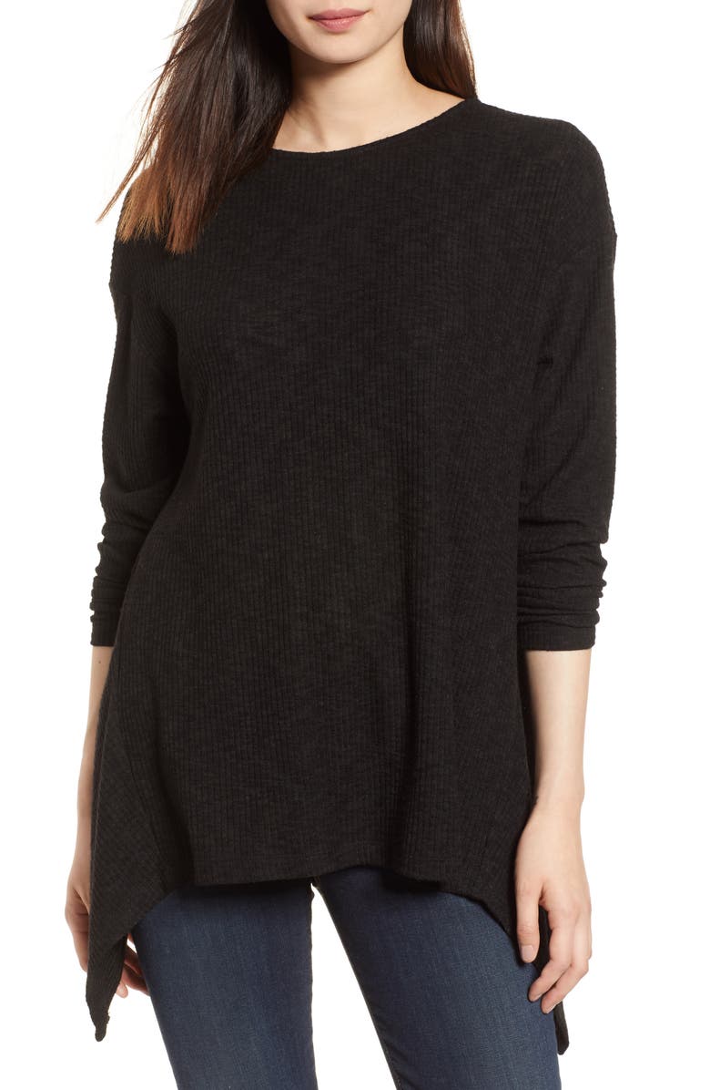 GIBSONLOOK Gibson Ribbed Cozy Fleece Twist Back Top, Main, color, 