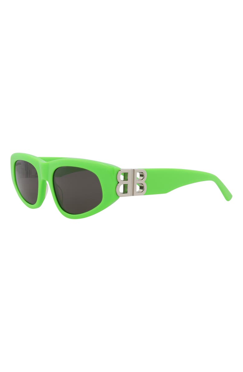 Balenciaga 53mm Rectangle Sunglasses, Alternate, color, Green Silver Grey